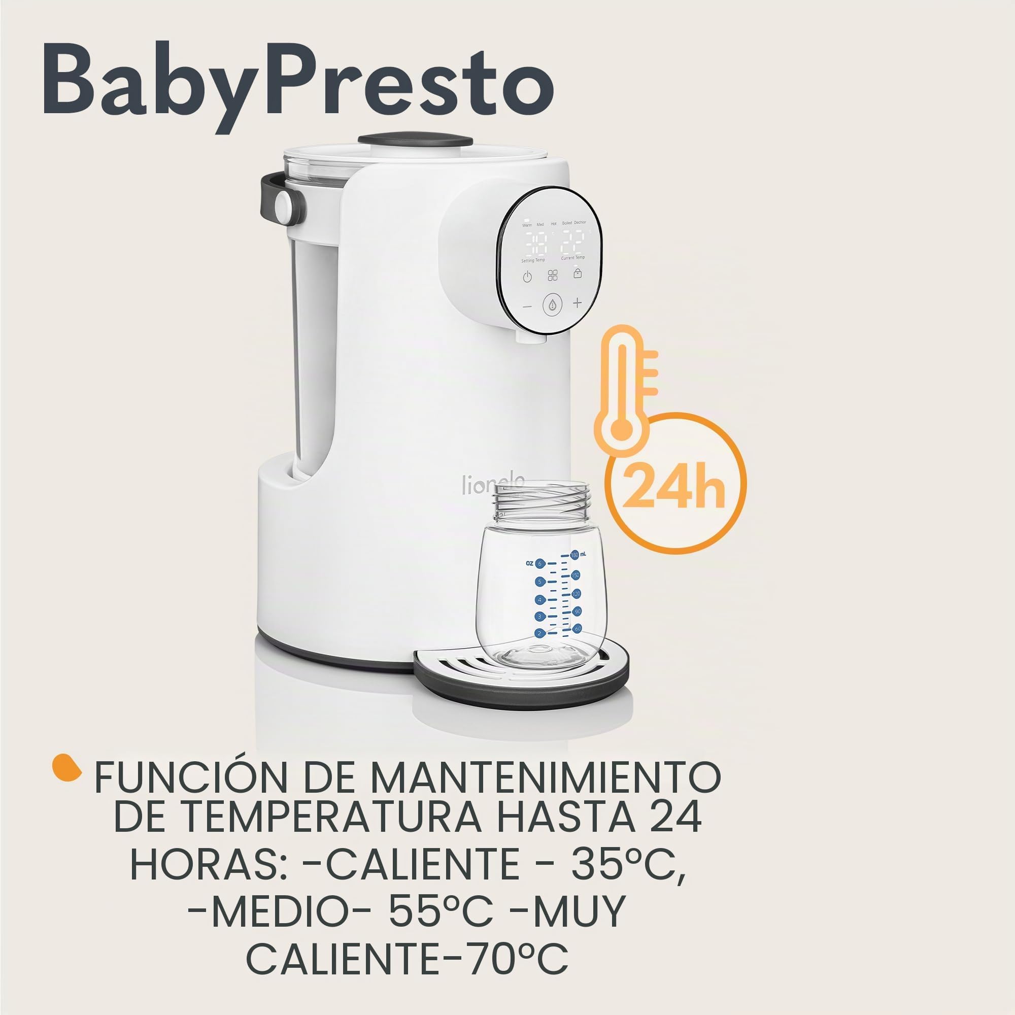 Lionelo BabyPresto Avanzado Máquina de Leche, Tanque de Cristal 2 l