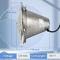 Vista 2 de SH101300 - Luz LED de piscina de 100 pies y 120 V (blanca), bombilla de piscina de 10 pulgadas para piscina enterrada, reemplazo de luz de spa