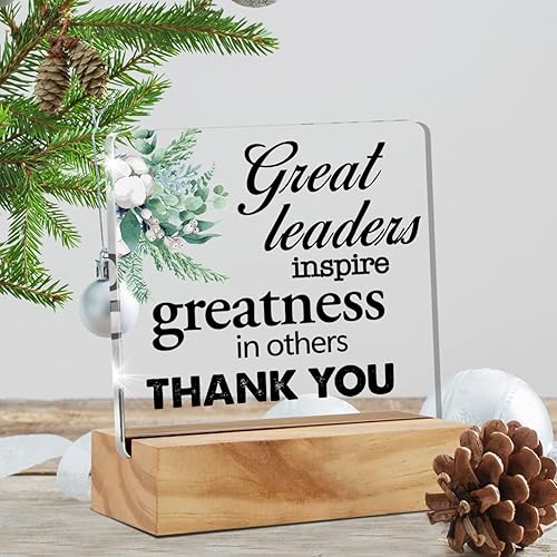Miniatura 4 de Letrero de acrílico inspirador de agradecimiento para el jefe para decoración de escritorio de gran líderes inspiran grandeza en otros letreros de