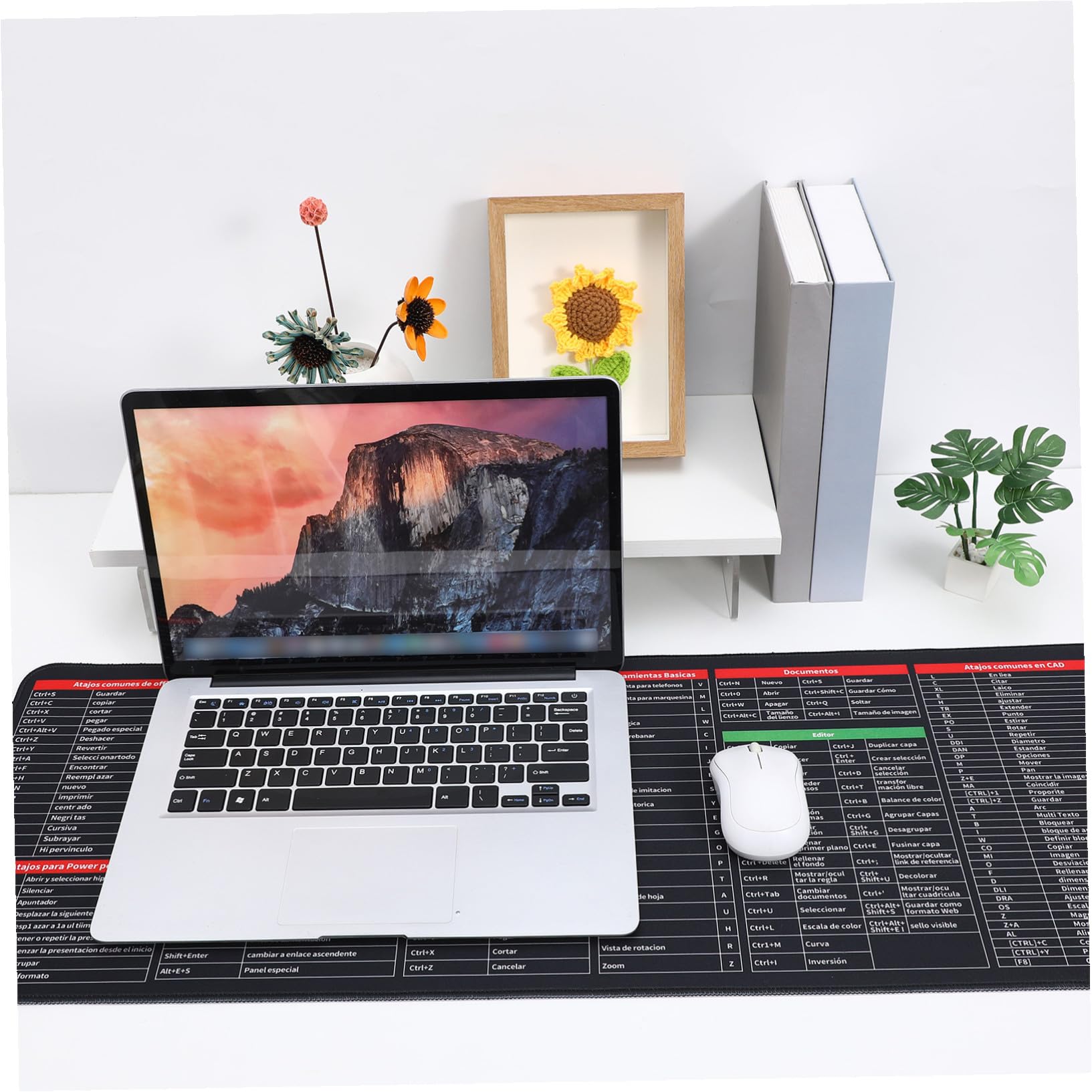 MAGICLULU Mauspad mit Tastenkombinationen 300x800x3mm Gummi Stoff | Excel Spickzettel, Multifunktional und Stabil Platziert, für Arbeit und Spiel, Großes Desktop Pad