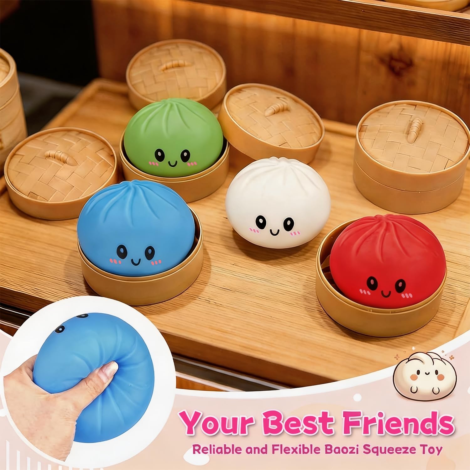 Dumpling Squishy - Set di 2 palline da stress morbide (A+B)