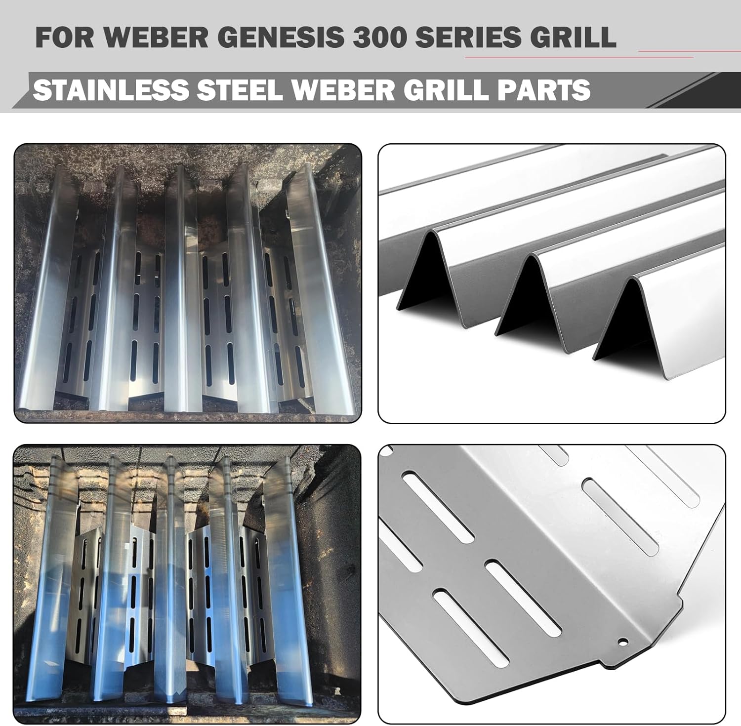 Genesis E-330 Grill Replacement Parts 4 Burners for Weber Genesis S-330 E-310 EP-330 Grill Part 7621 Flavorizer Bars 65505 Heat Deflector 62752 Genesis 330 Sear Burner Tube Front Control 300 Series