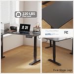 Mexin Electric Standing Desk, Adjustable Height Sit Stand Up Computer Table, L Shaped 63x55 Inch Ergonomic Rising Desks for Work Home Office, Modern Lift Motorized Gaming Desk Workstation, Black
