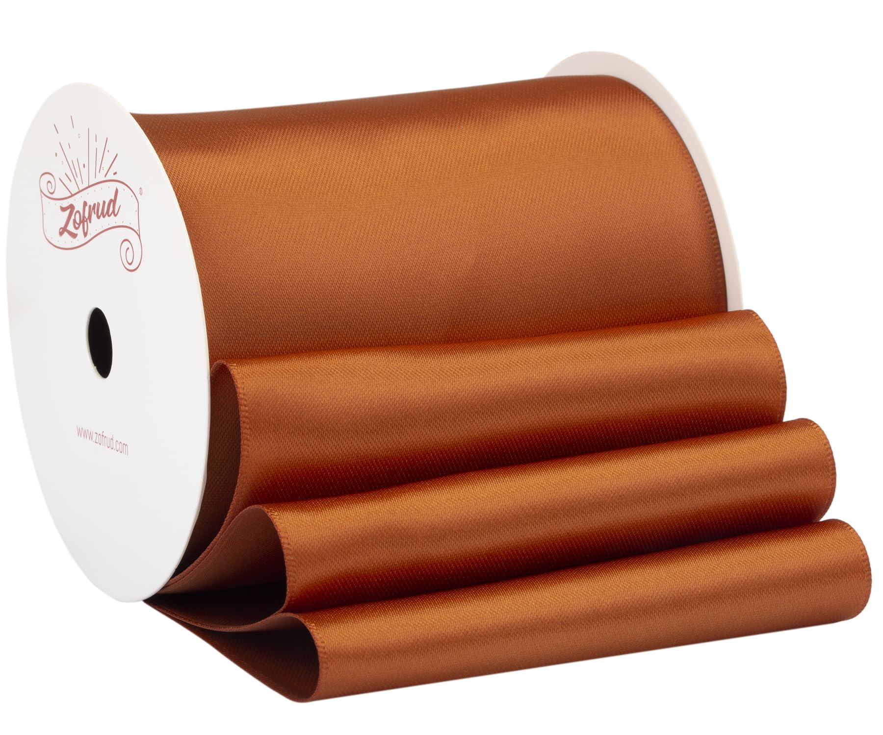 Zofrud Coper Satin Ribbon 3 1/2 Inch Wide x 10 Yds - Large Ribbon Ideal for Bows, Gift Wrapping, Flower Bouquet, and Crafts