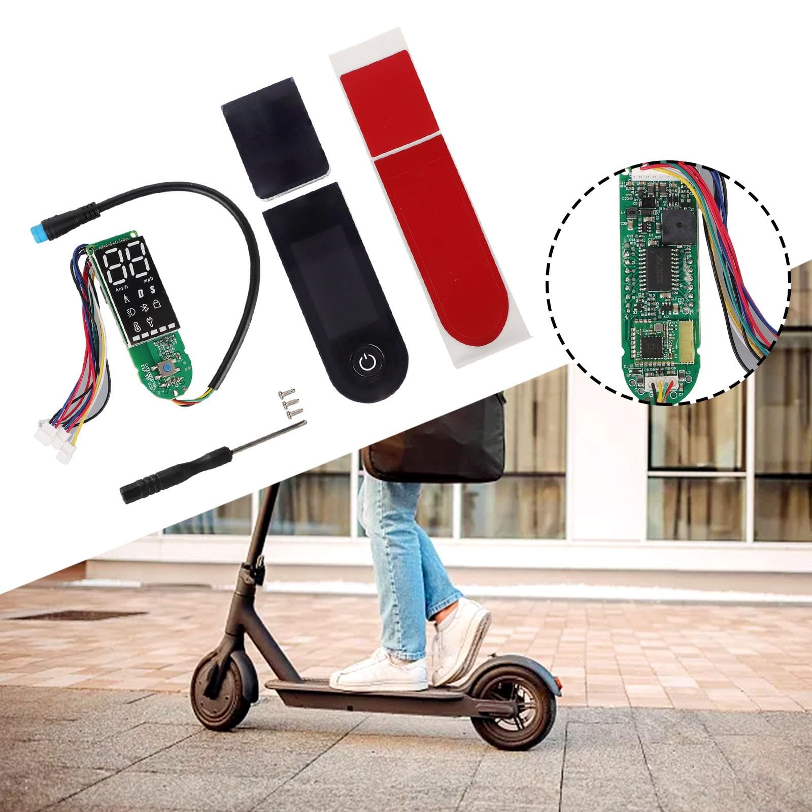 Tablero de instrumentos de scooter eléctrico con placa de circuito y cubierta protectora para Xiaomi para M365 1S Pro Pro2 Mi3, accesorios de piezas de scooter eléctrico para visualización