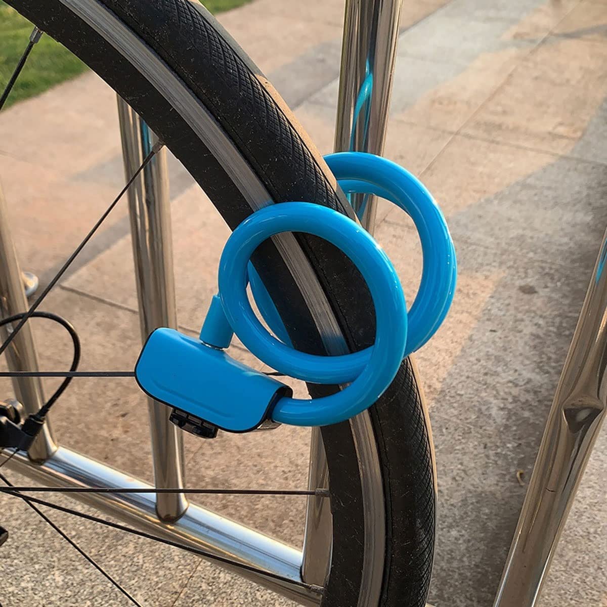 Lucchetti antifurto per Bici, per cancelli di Biciclette, Bici elettriche, Moto, con Nucleo in Rame, Lucchetto MTB in Acciaio Resistente, Lucchetto per Bicicletta (Blu 120 cm)