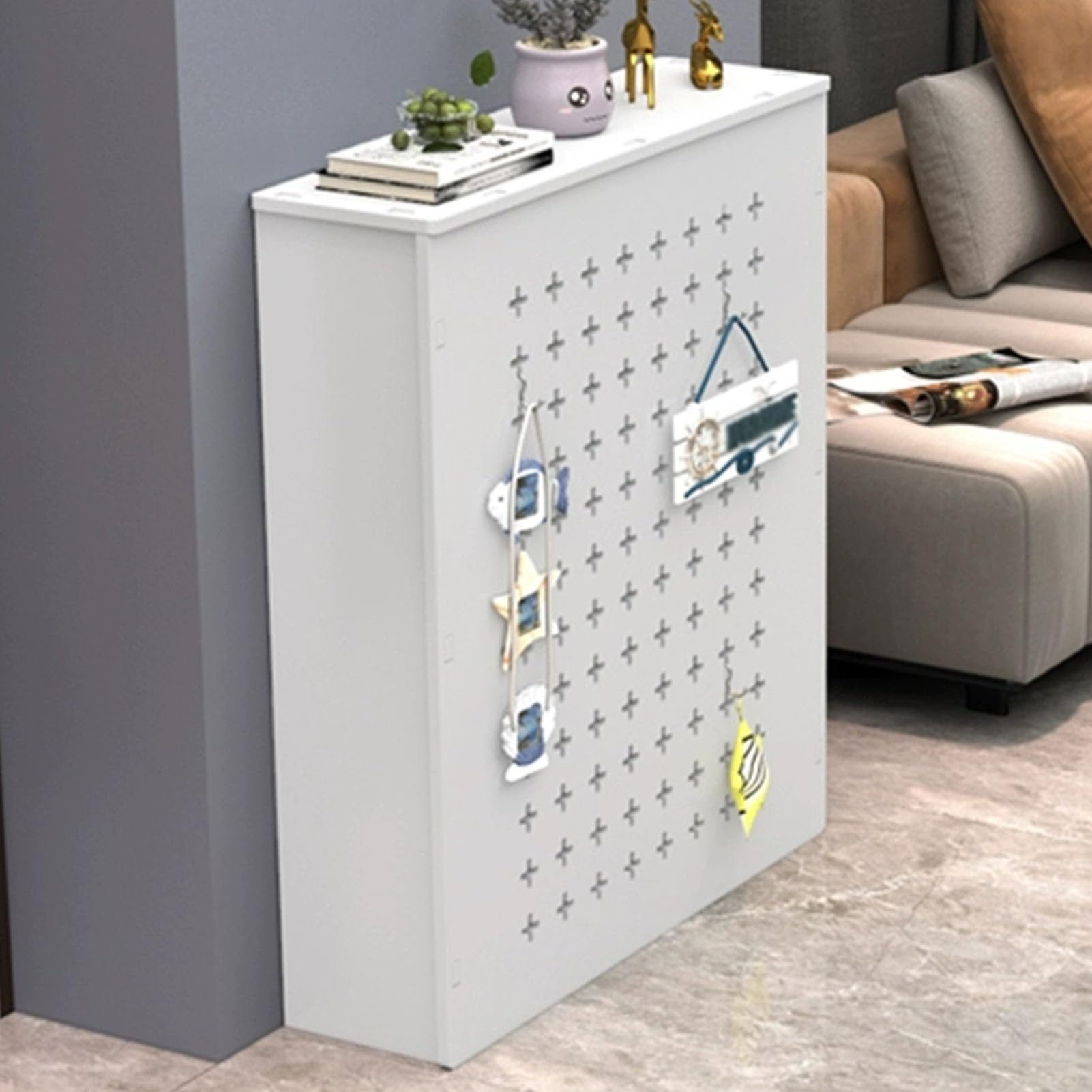 Estante de baño con cubre radiador y organizador de suelo de lamas