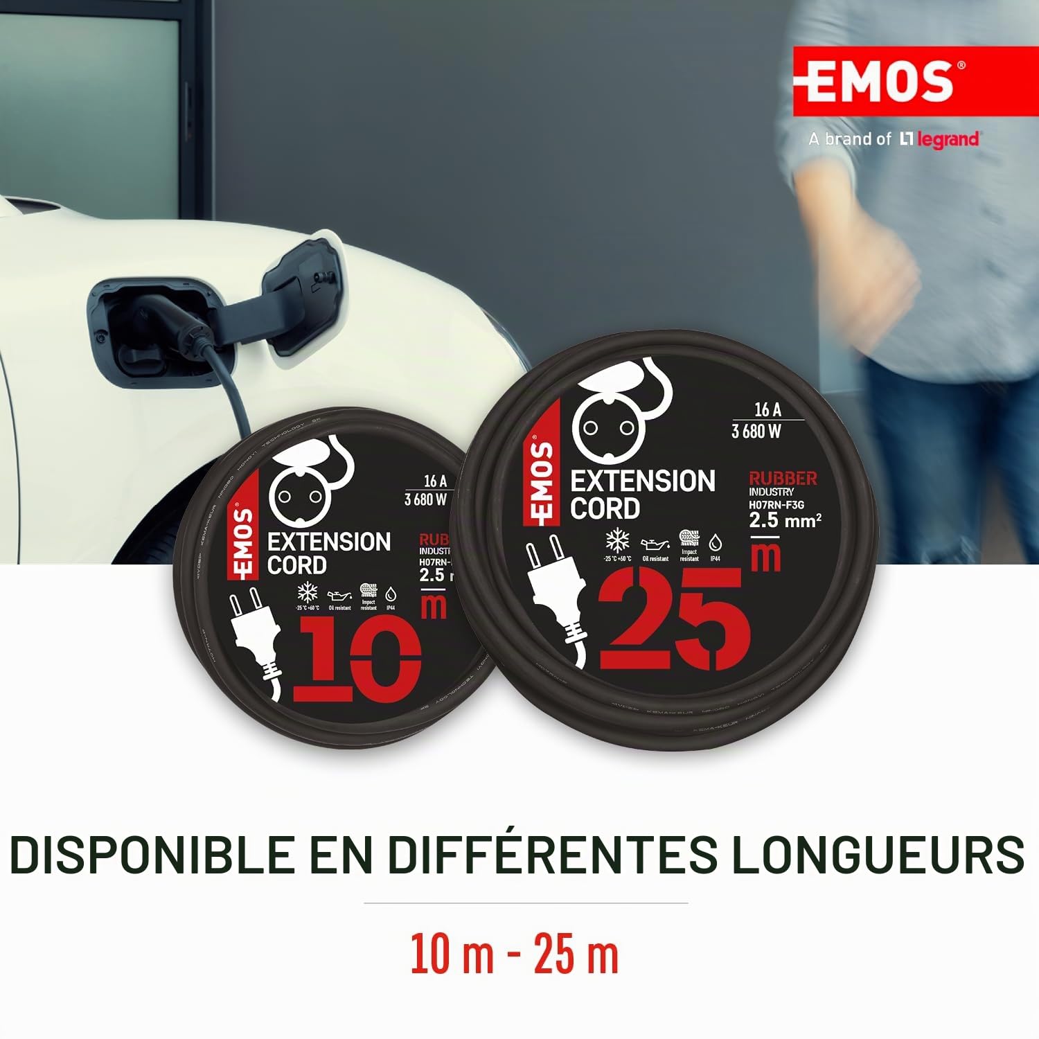 EMOS Rallonge 25 m Schuko en caoutchouc pour extérieur IP44 H07RN-F3G 2,5 mm2