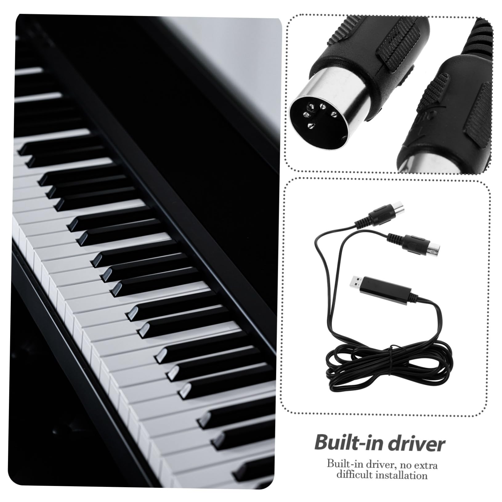 ibasenice 3pezzi Cavo Convertitore Midi Usb Per Tastiera Musicale Adattatore Professionale Per Pc Laptop Compatibile Con e Trasmissione Dati Veloce e Stabile