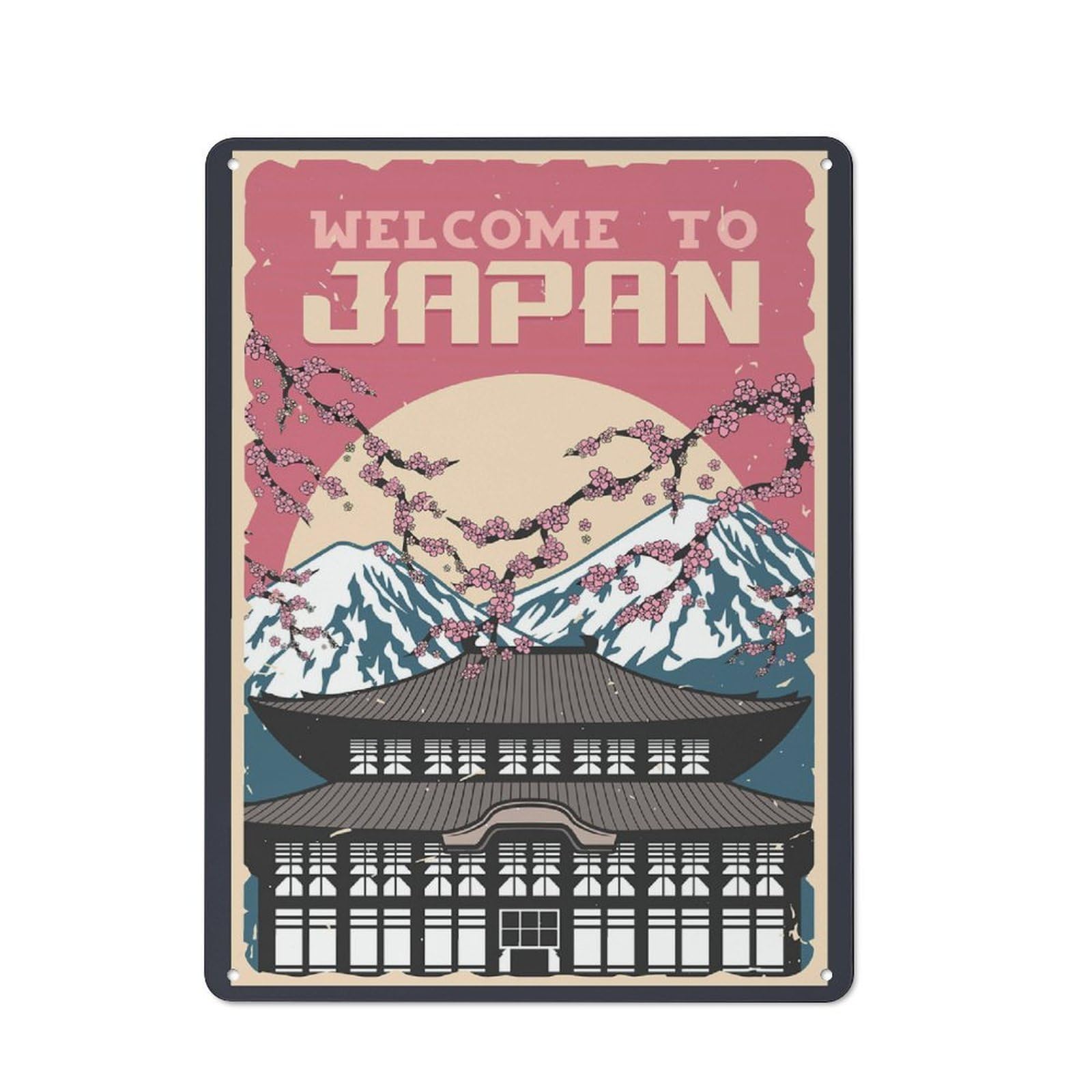 Junmoney Welcome To Japan Vintage Travel Tin Wall Plaque 40X30cm With For Guest Room Or Hallway, For Hallway Wall Decor Fans