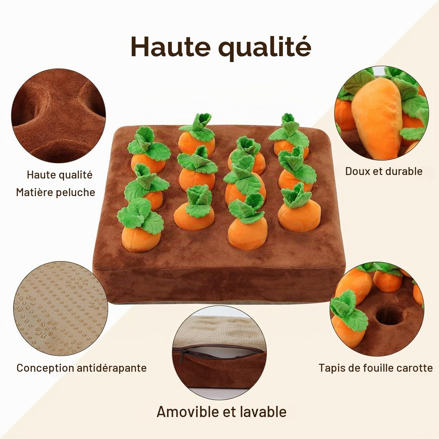 Tapis à renifler interactif pour Furet - Jouet d'enrichissement de friandises pour Petits Animaux, Lapin, Chinchilla, Cochon d'Inde, Hamster (12 Carotte)