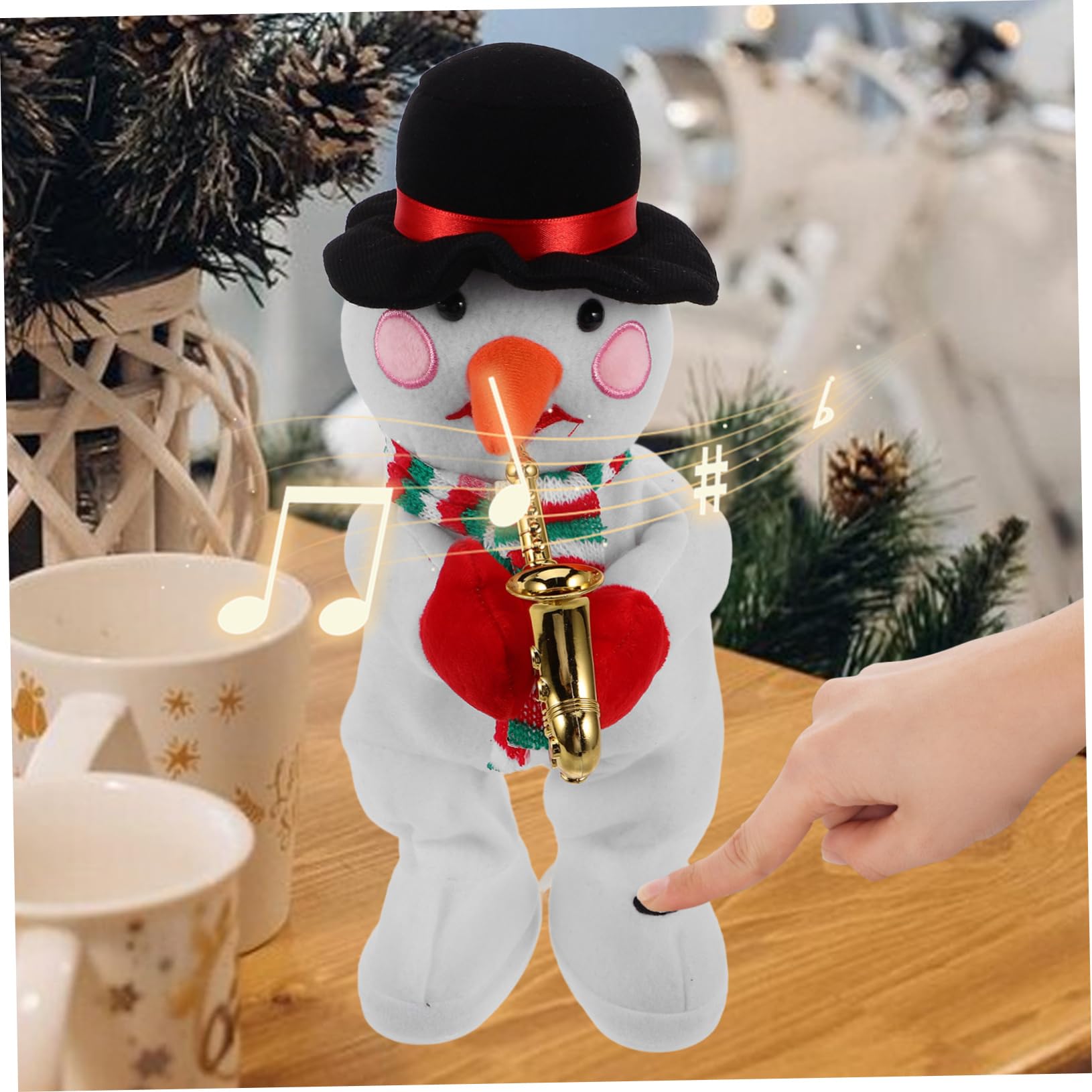 LIOOBO Muñeco de nieve musical eléctrico de peluche con características de canto bailando, decoración navideña para fiestas, no incluye pilas
