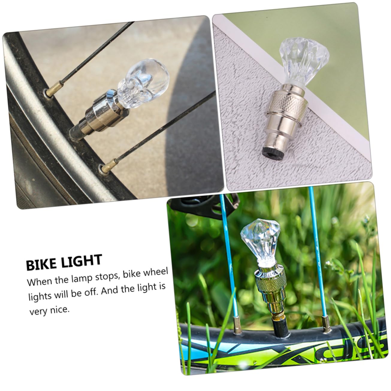 ibasenice Éclairage De Valve De Vélo Éclairage De Roue Éclairage De Roue Lampe À Rayons De Roue Éclairage De Vélo De Route en Métal