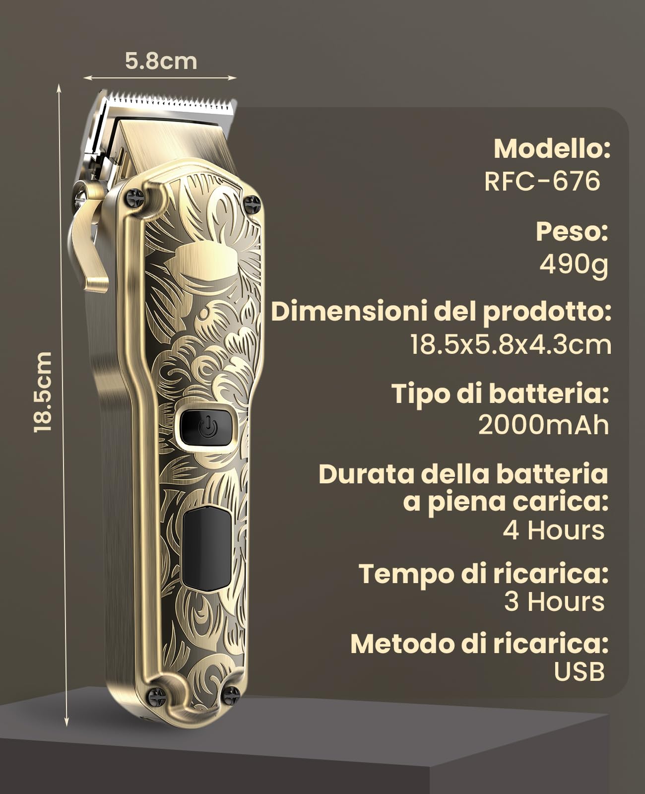 Tagliacapelli da uomo, senza fili, professionale, IPX7, impermeabile, kit di tagliacapelli da barbiere con USB ricaricabile