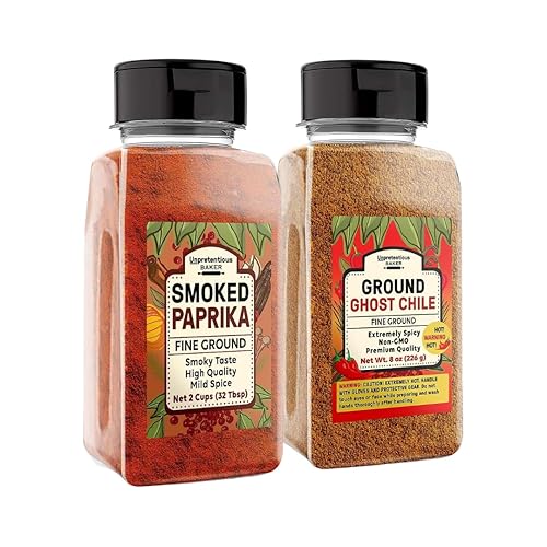 Unpretentious Paquete de pimentón ahumado y chile fantasma molido, 8 onzas cada uno, sabor picante y picante