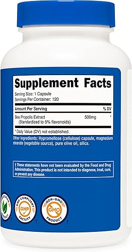 Miniatura 5 de Nutricost Suplemento de propóleo de abeja con 5% de flavonoides (500 mg  120 cápsulas)