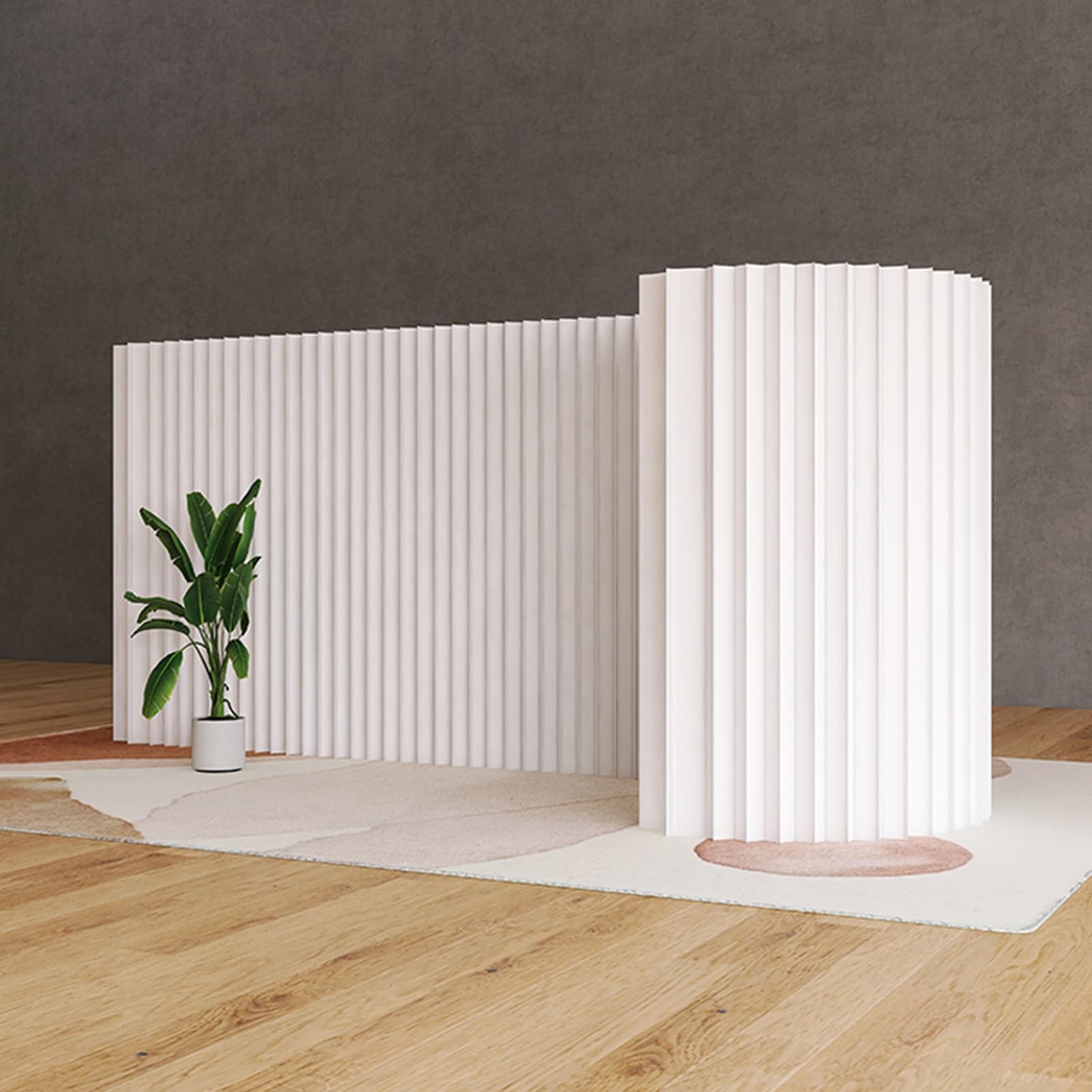 Séparateur de pièce pliable en papier blanc 198cm pour salon et bureau