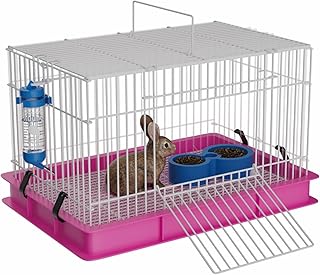 Jaula pequeña para conejos de interior, jaula de conejillo de indias con botella de agua y plato de comida, recinto de conejo para hámster, hurón, rata, chinchilla, erizo, jerbo, ratón y