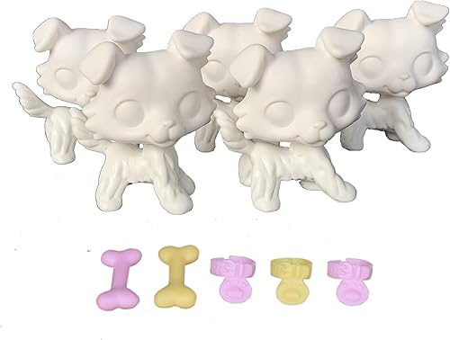 LPSCB 5 unidslote base blanca para tienda de mascotas Dog Collie Custom DIY Paint Design Your Pet (rosa)