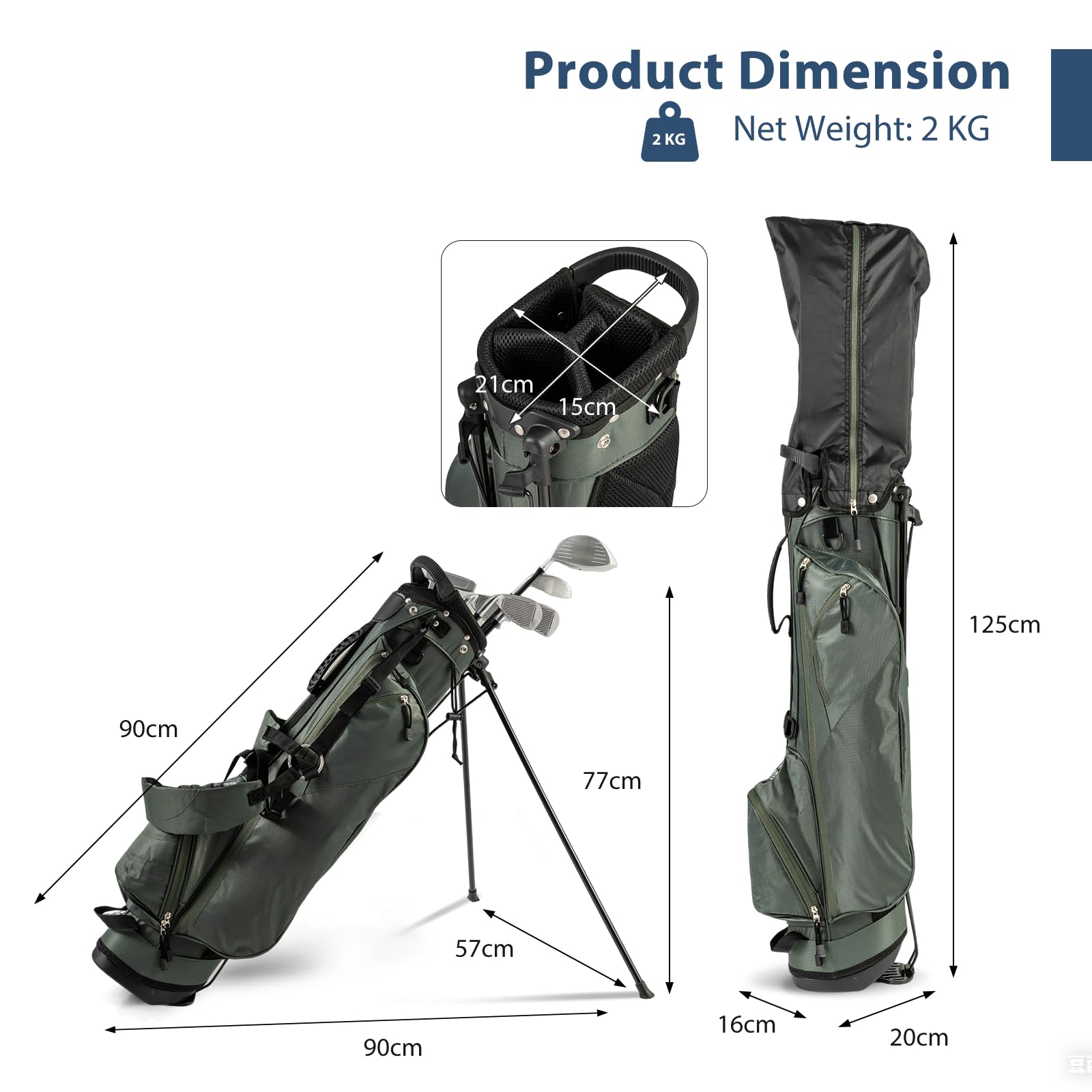 GYMAX Borsa da golf professionale, con divisore a 4 vie, 4 tasche portaoggetti e tracolla regolabile, borsa da golf impermeabile per uomini e donne