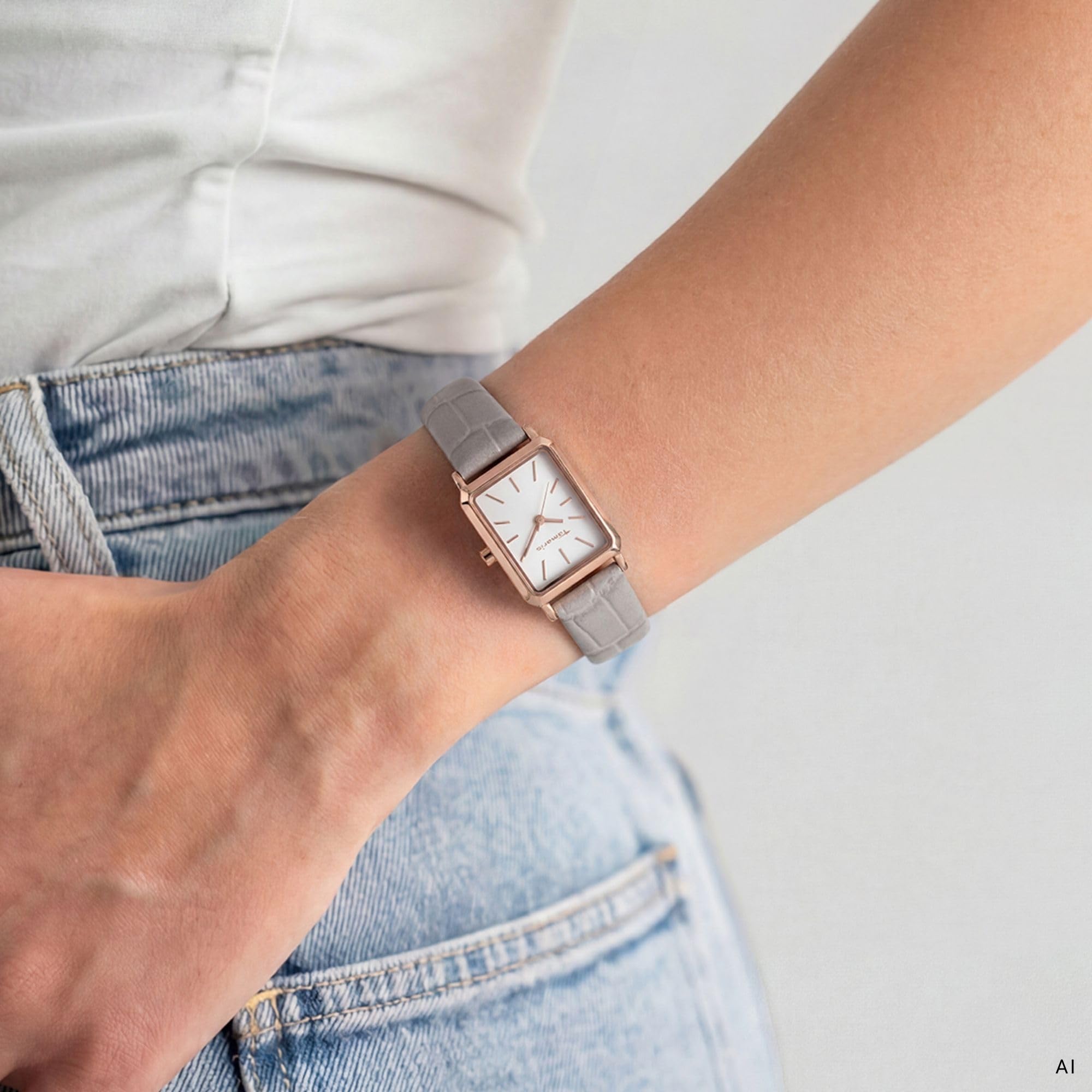 Tamaris Damen Armbanduhr eckige Quarzuhr