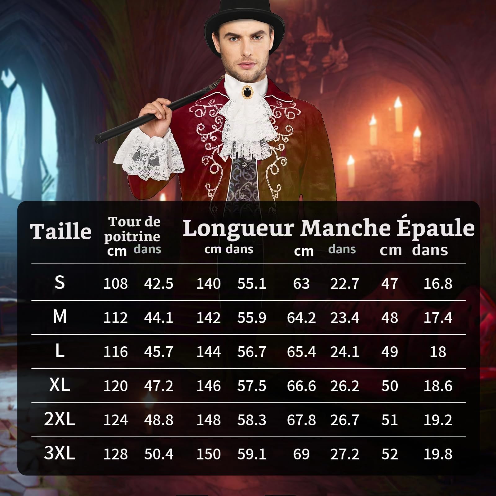 Costume médiéval pour homme : veste steampunk, queue-de-morue gothique, queue-de-morue victorienne pour homme, Halloween pirate vampire cosplay