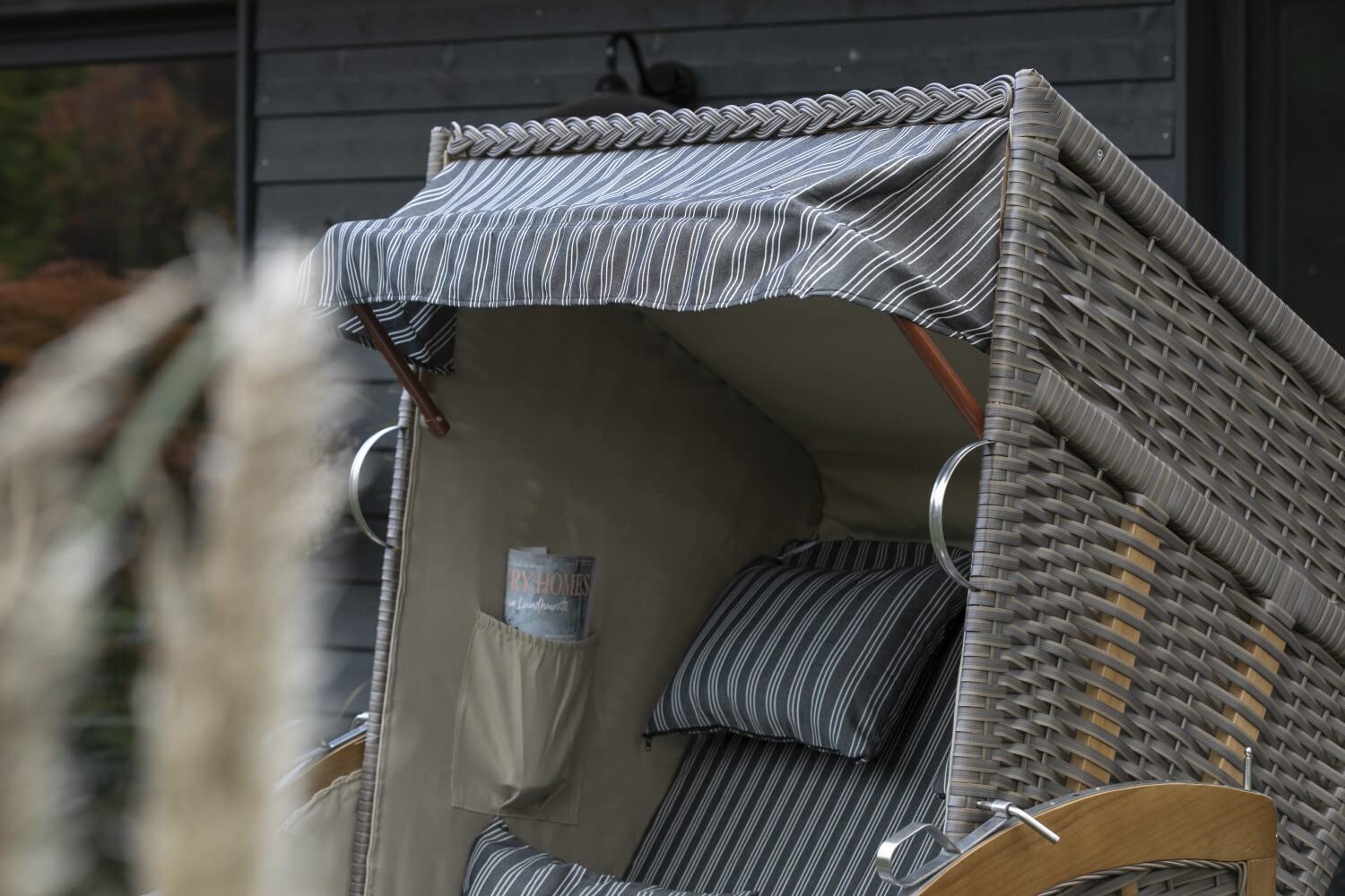 bene living Strandkorb Komplettset: Schleswig Pinie Zweisitzer - PE Mokka - Modell 553