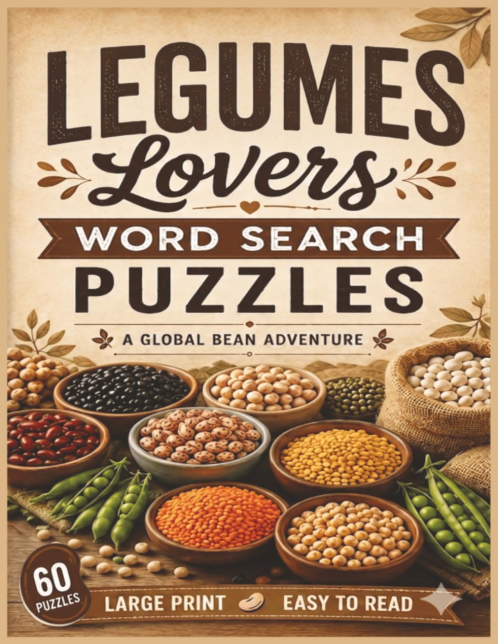 Legumes Lovers Word Search Puzzles: For Legumes Lovers of All Ages! | 8.5 x 11 in. | 60 Puzzles | Large Print | Easy to Read (Food & Drink Lovers)