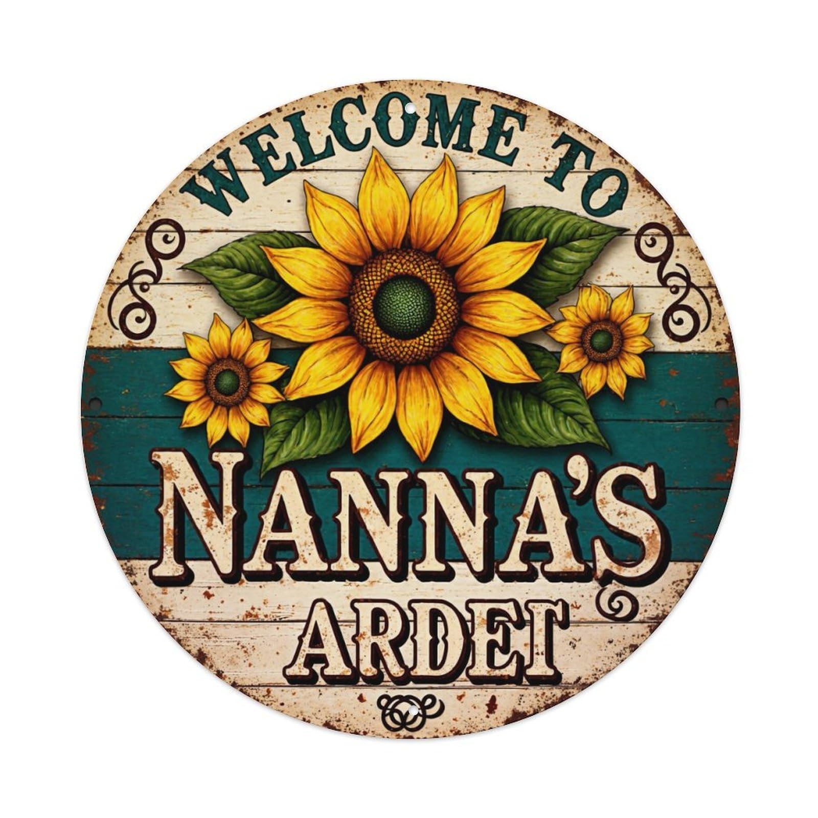 Sunflower Sign Pattern Print Round Metal Tin Sign Vintage Wall Decor, Bar Garage Cafe Kitchen Home Wall Art Poster 8x8inches
