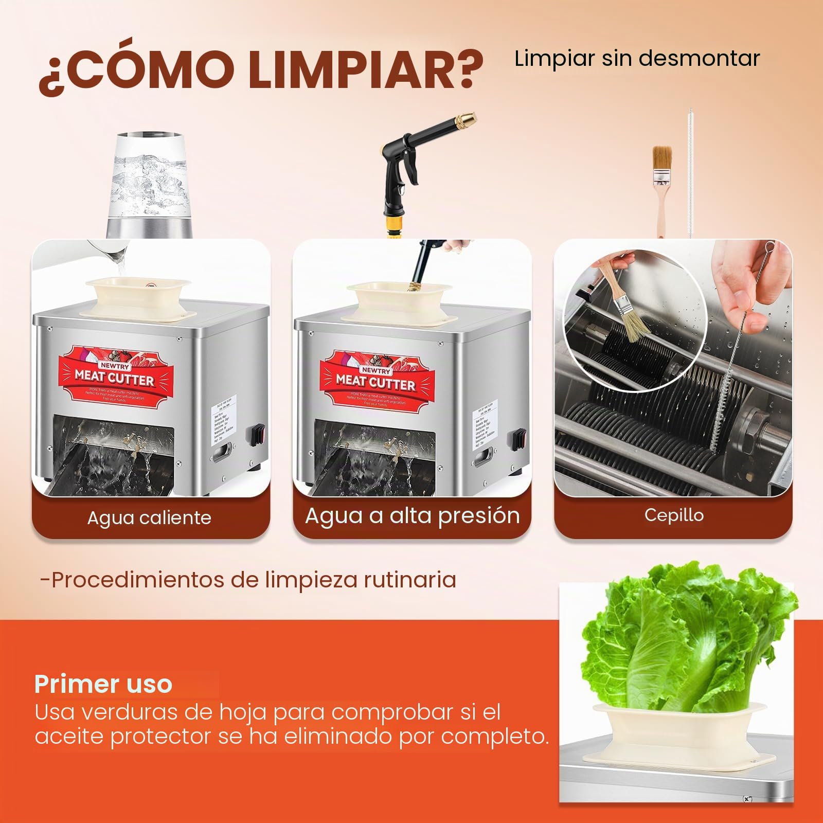NEWTRY Cortadora de carne comercial 3,5mm 160kg/h para Gastro | Acero inoxidable, motor potente, fácil de limpiar, alta eficiencia, duradero, versátil para restaurantes, cantinas, catering