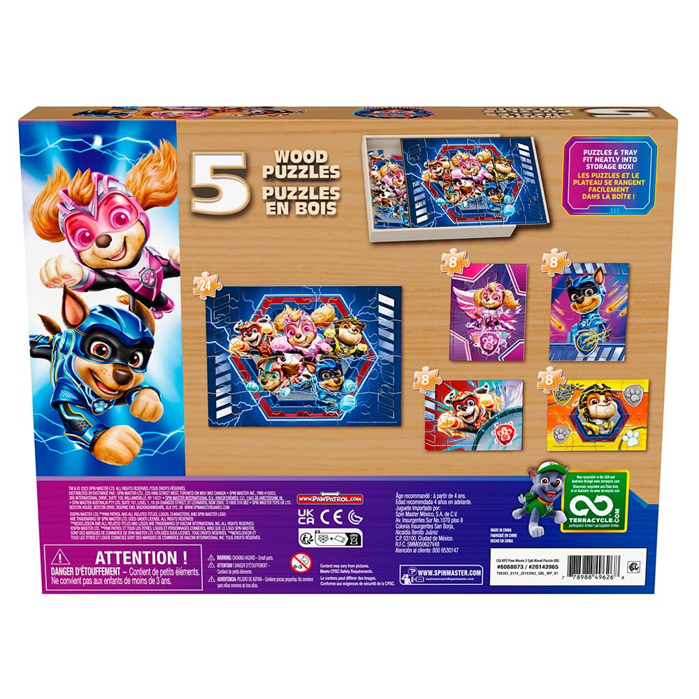 Paw Patrol Drewniane puzzle, zestaw 5 sztuk – Join Chase, Marshall i The Gang in Adventure