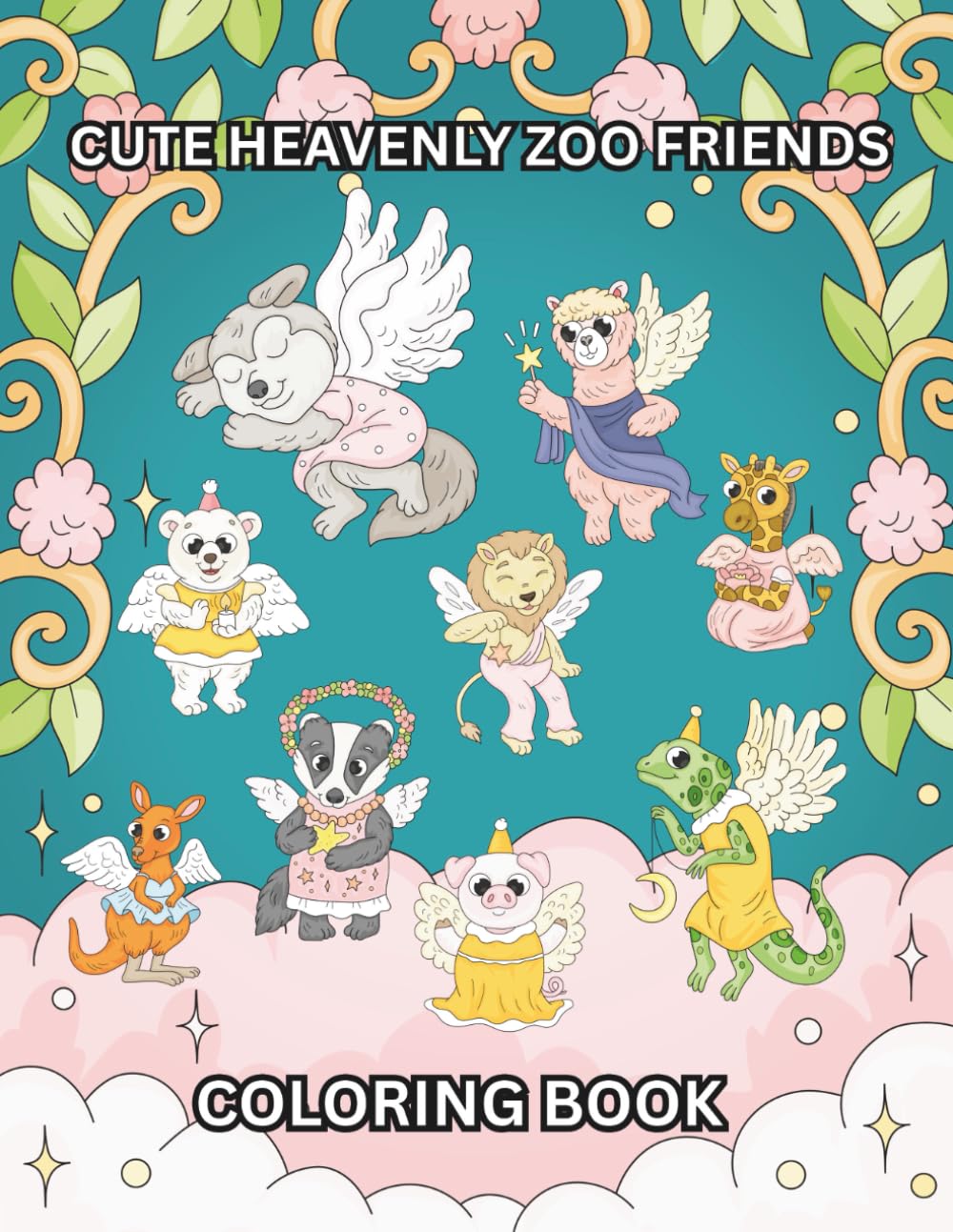 Cute Heavenly Zoo Friends for Kids: Amazing Coloring pages with Animal Angels for Children Ages 4-8