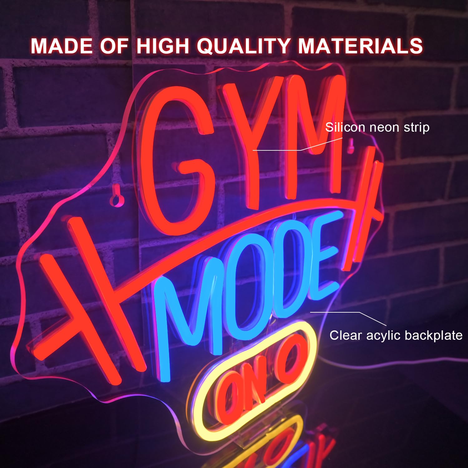 Lucunstar Gym Mode Neon Sign,Red LED Neon Light for Wall Decor,Dimmable Switch USB Powered with LED Lights for Bussness Man Cave,Dumbbell Gym Club Decor