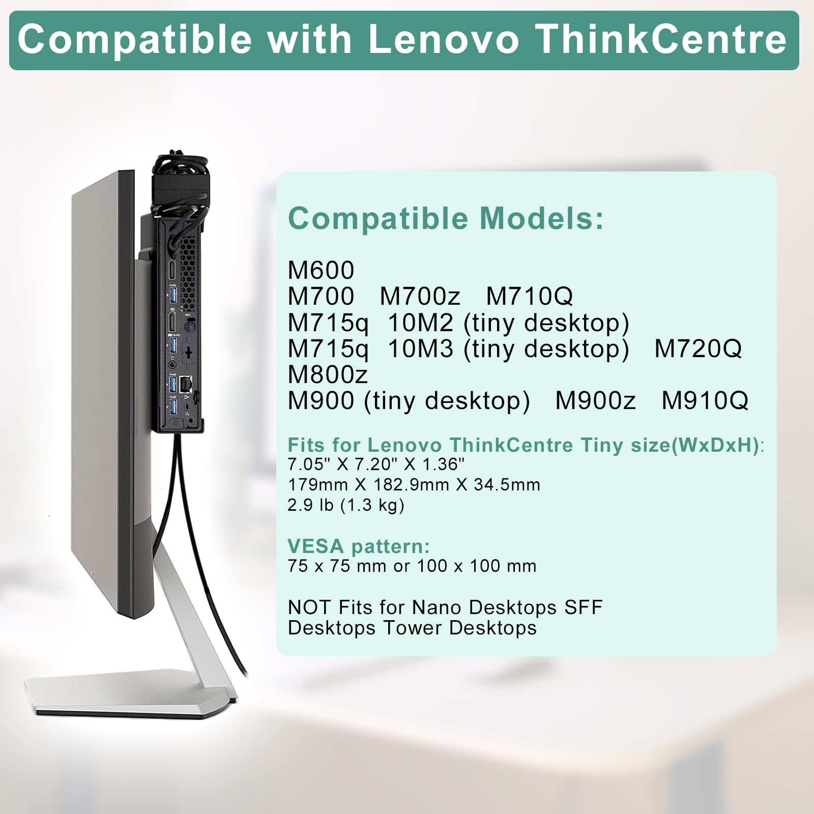 Amazon.com: Mini PC VESA Mount for Lenovo ThinkCentre M720Q, M710Q