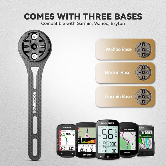 ROCKBROS Bike Computer Mount Out-Front Compatible with Garmin & Mainstream Watch Tables,Equipped with Multiple Types of Bases