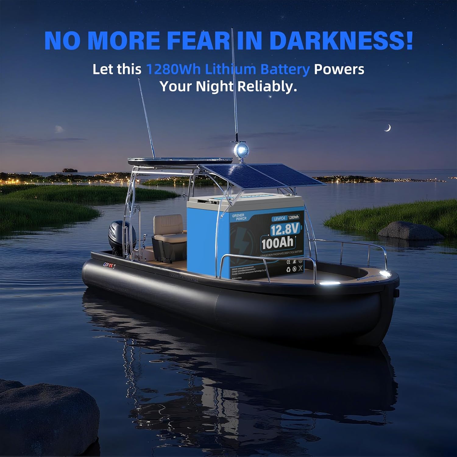 1-Pack GrenerPower 12V 100Ah LiFePO4 Lithium Battery-Group 24 LiFePO4 Battery, 15000 Cycles, Cylindrical Grade A+ Cells & 100A BMS, Ideal for RVs, Trolling Motor, Home Energy Storage, Off-Grid, Boat