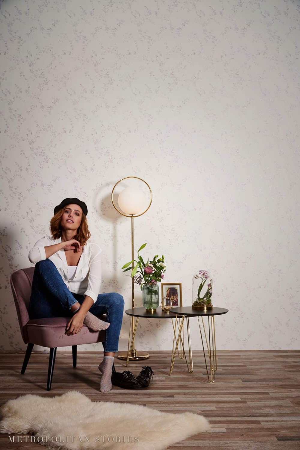 Forest Wallpaper Metropolitan Stories Non-Woven Lola - Paris 10.05 m x 0.53 m Violet Creme Made in Germany Livingwalls 368961 36896-1
