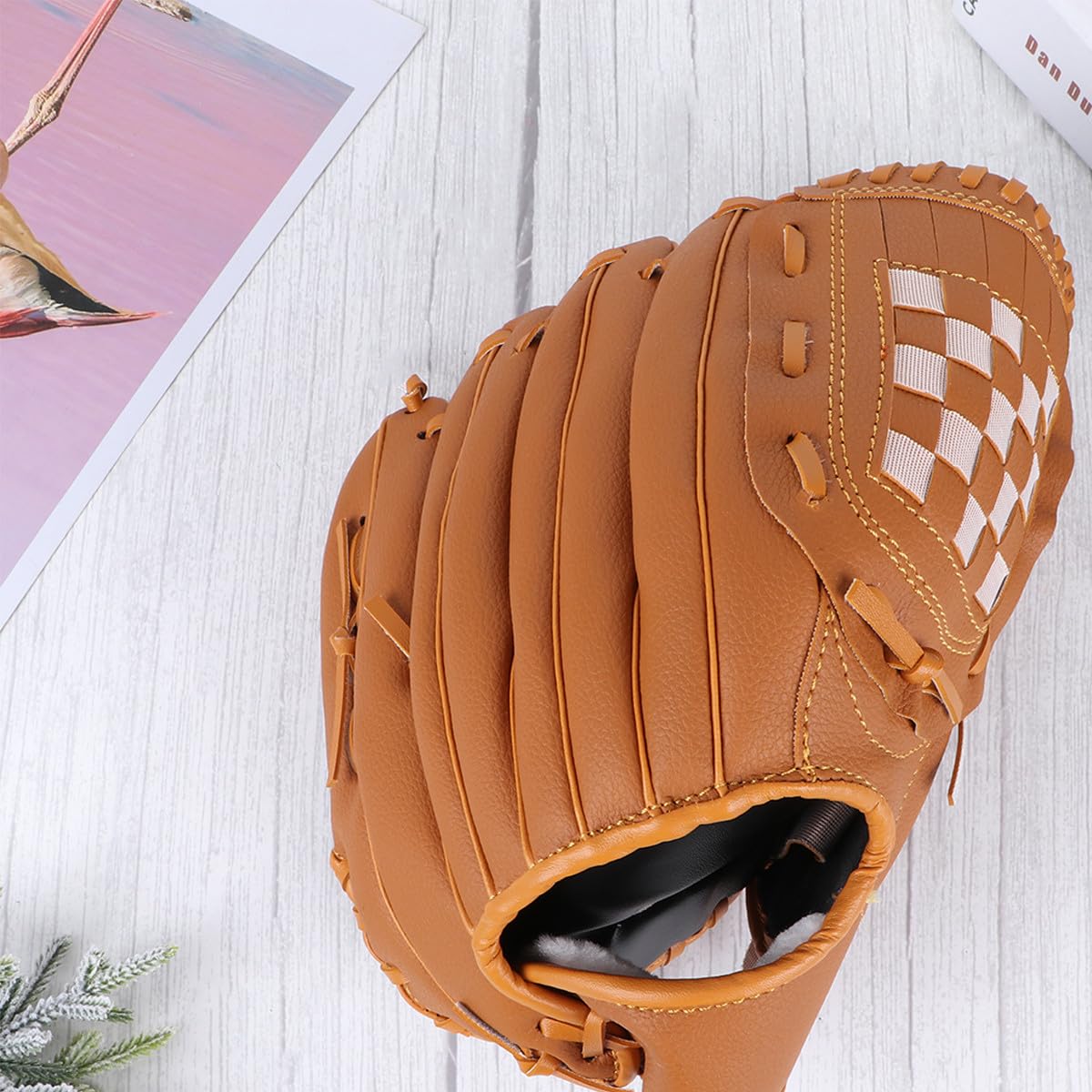 iplusmile Guanto da Baseball e Softball per Mano Lavorata Pvc Colore Giallo Cinturino Regolabile Palmo Imbottito Talloni Flessibili