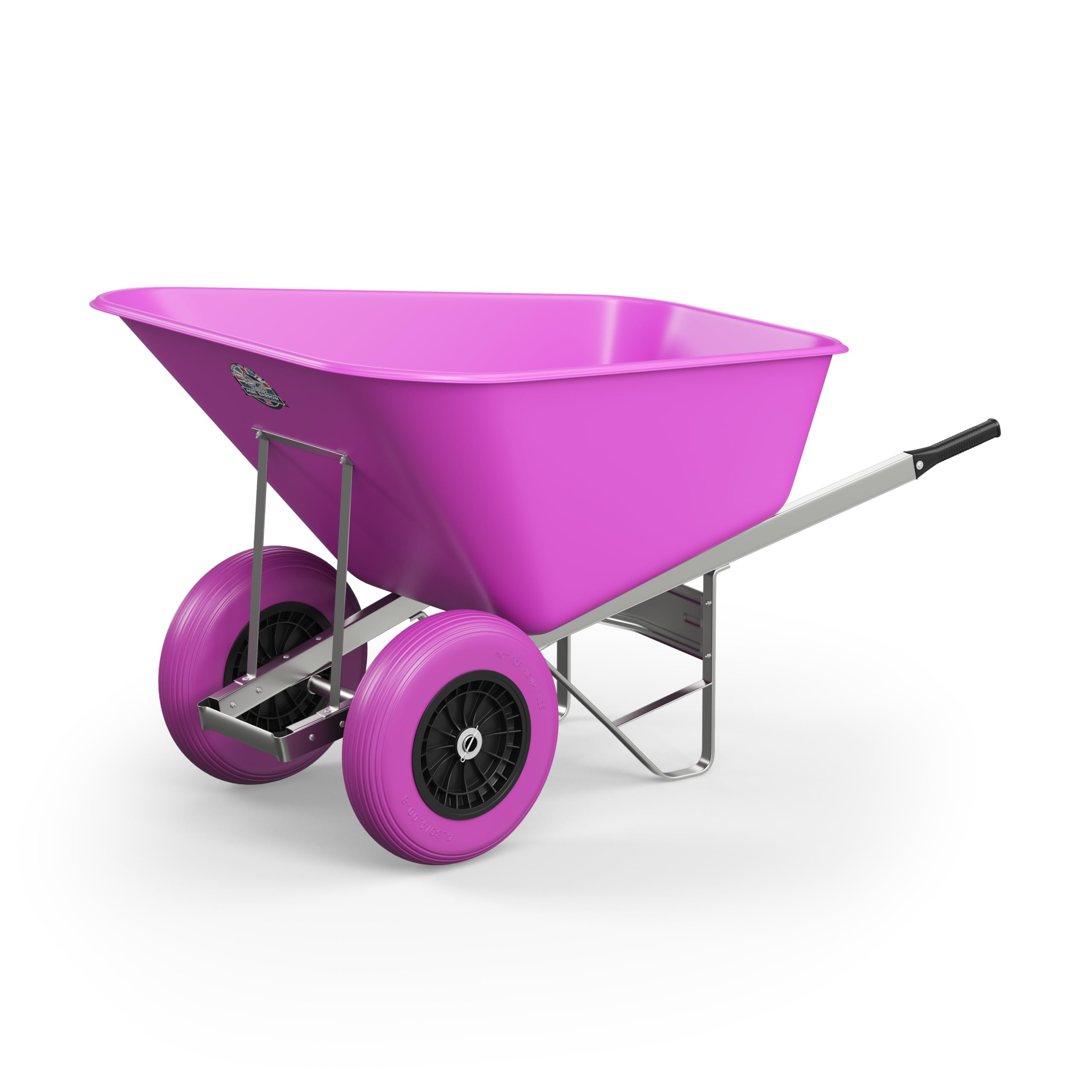 Schubkarre Twin 200 Liter Kunststoffwanne pannensichere Reifen (Rosa)