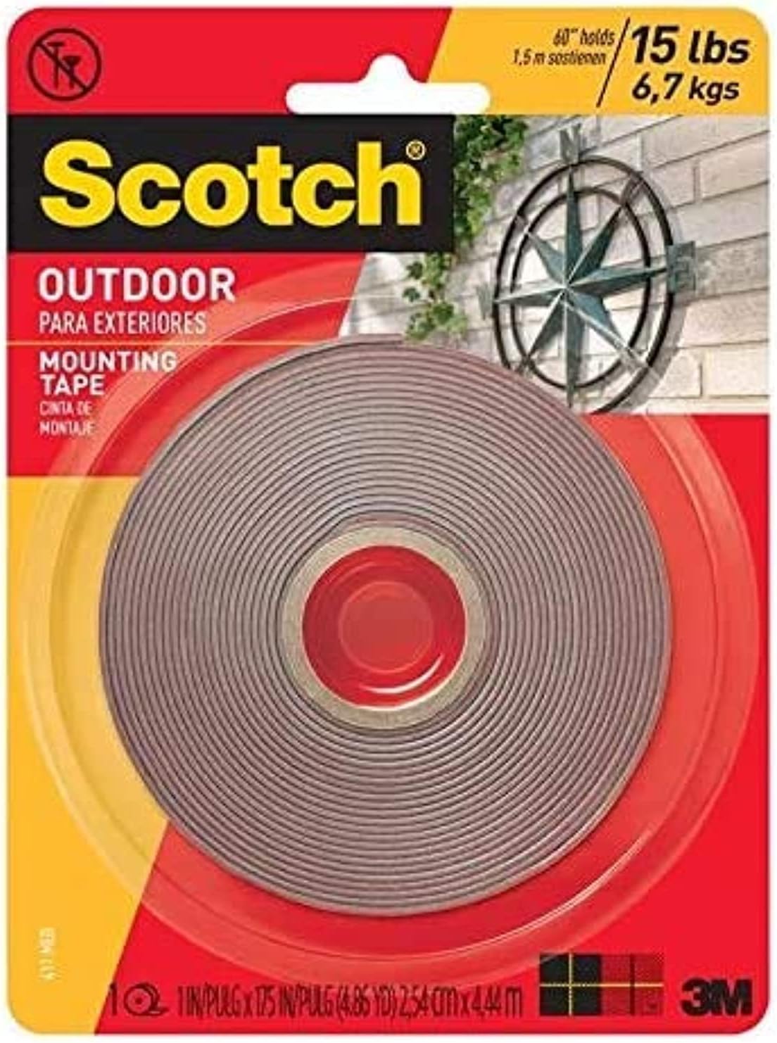 3MScotch 4.44M Double Side Outdoor Mounting Tape 15Lb- 1 Inch