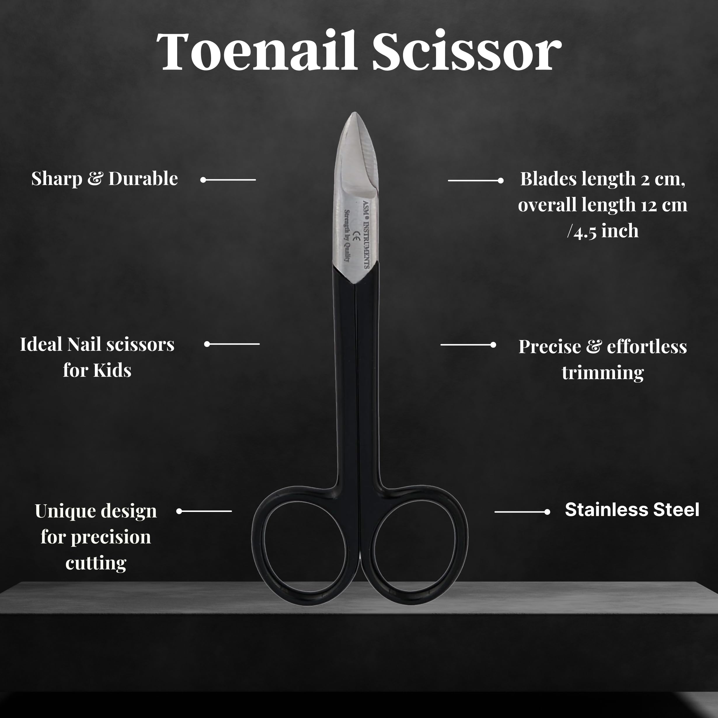 ASM Toe Nail Scissors Ingrown Toenail Treatment, Heavy Duty Stainless Steel Beauty Cuticle Scissor for Fingernails Nose - Image 3