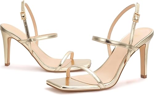 Vista 4 de Sandalias de tacón alto con tiras para mujer, puntera abierta, con correa en el tobillo, zapatos cómodos para bodas