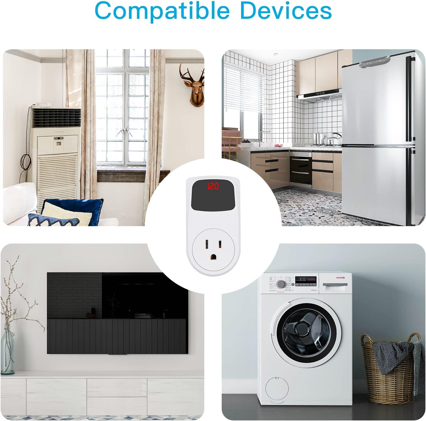 BSEED Refrigerator Appliance Surge Protector Outlet Protector Multi Function 2 Pack, Voltage Protector, 3 Outlet Plug in Surge Protector for Home Appliance with Protection Wall Mount Power Suppressor