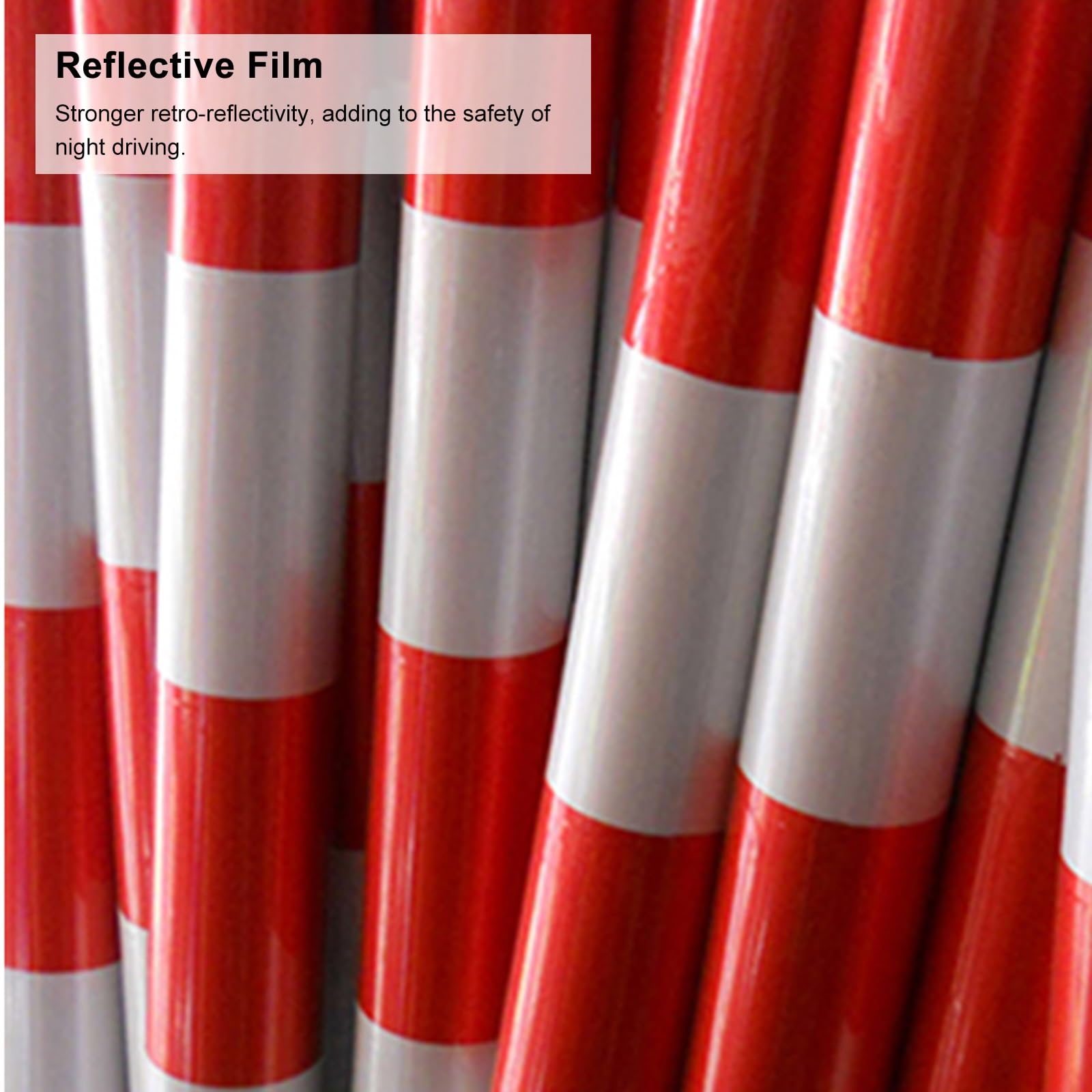 Conos de seguridad vial blancos y rojos con collares reflectantes, postes delimitadores flexibles, paquete de 2/4 bolardos para estacionamiento, entrada de vehículos y carreteras.