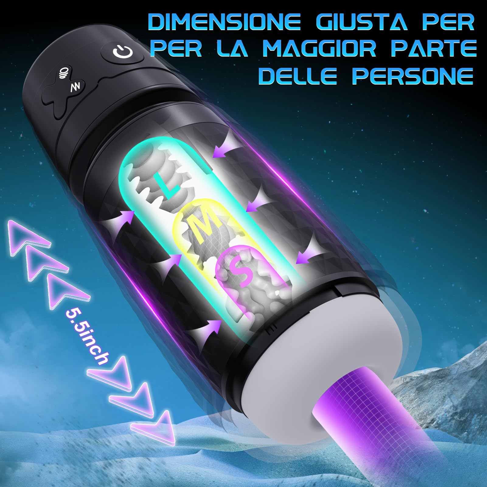 Masturbazione per Uomini, Giocattolo Sessuale Maschile con Modi di Vibrazione e Suzione, Masturbatore Elettrico 3D, Vagina Realistica, Giocattolo Sessuale per Uomini, Masturbatore per Pene, Nero