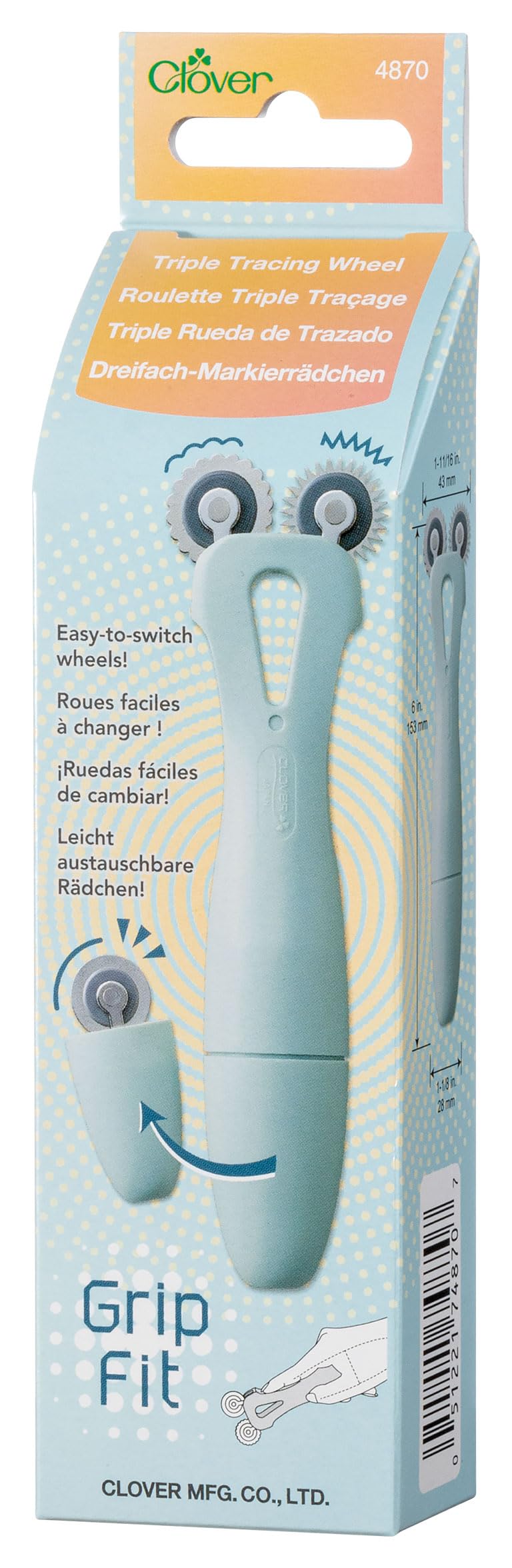 Clover Grip Fit Triple Tracing Wheel, Blue