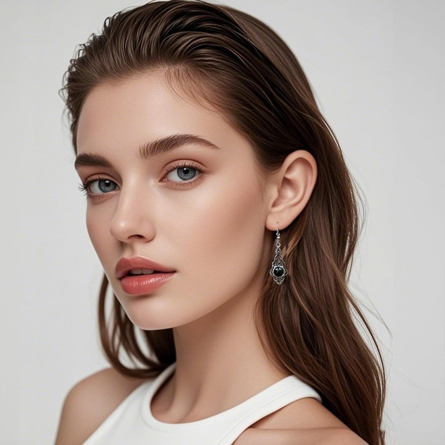 Gothic Vintage Dangle Earrings for Women - Black Crystal Teardrop Drop Earrings, Retro Jewelry for Wedding, Party, and Halloween Gifts - Image 2