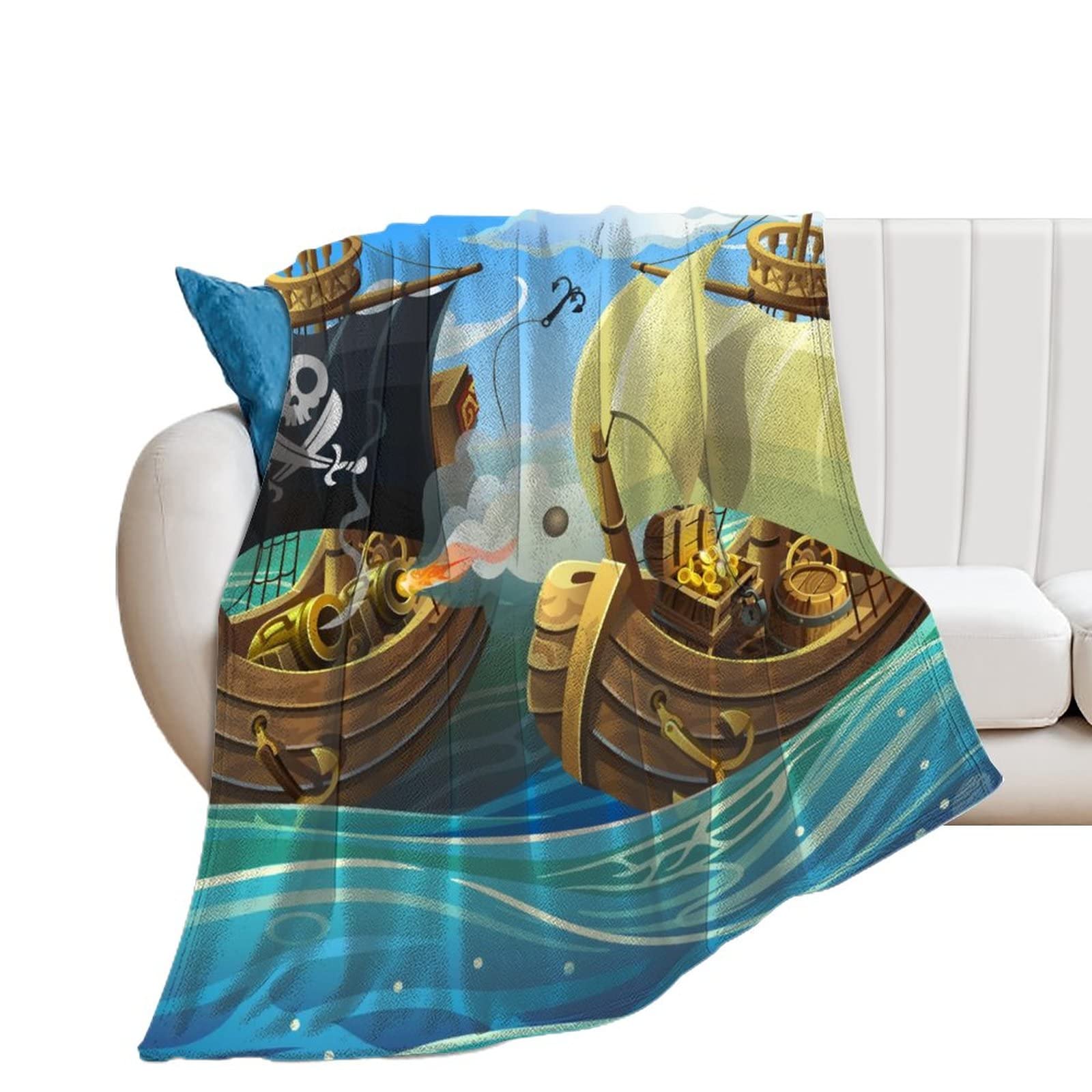 Plaid canapé flanelle pirate au toucher soyeux haut de gamme