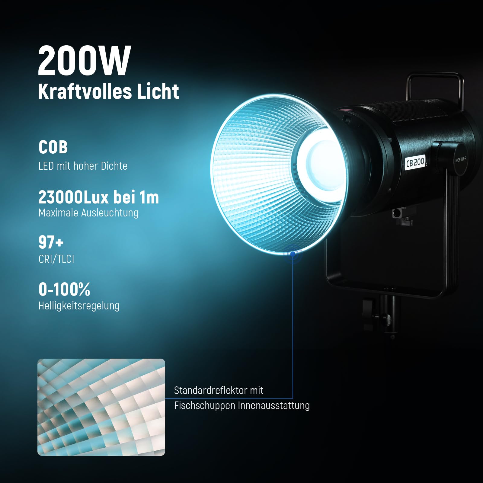 Neewer CB200C 200W RGBWW COB LED Video Licht – Bild 3