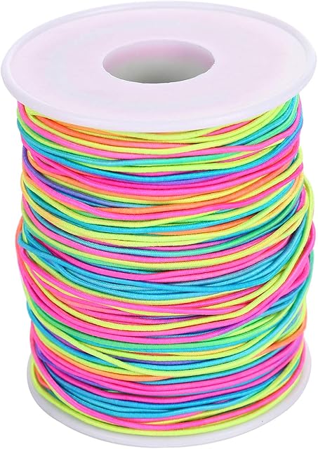 Elastic Cord, VABNEER 1mm x 100m Bracelet String Elastic String Beading Cords Thread Bracelet Elastic String Cord for Jewellery Making, Necklace, Craft, Bracelet, DIY Present (Corloful,1mm x 100m)